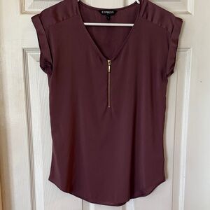 Express Women's Plum Blouse with Gold Zipper